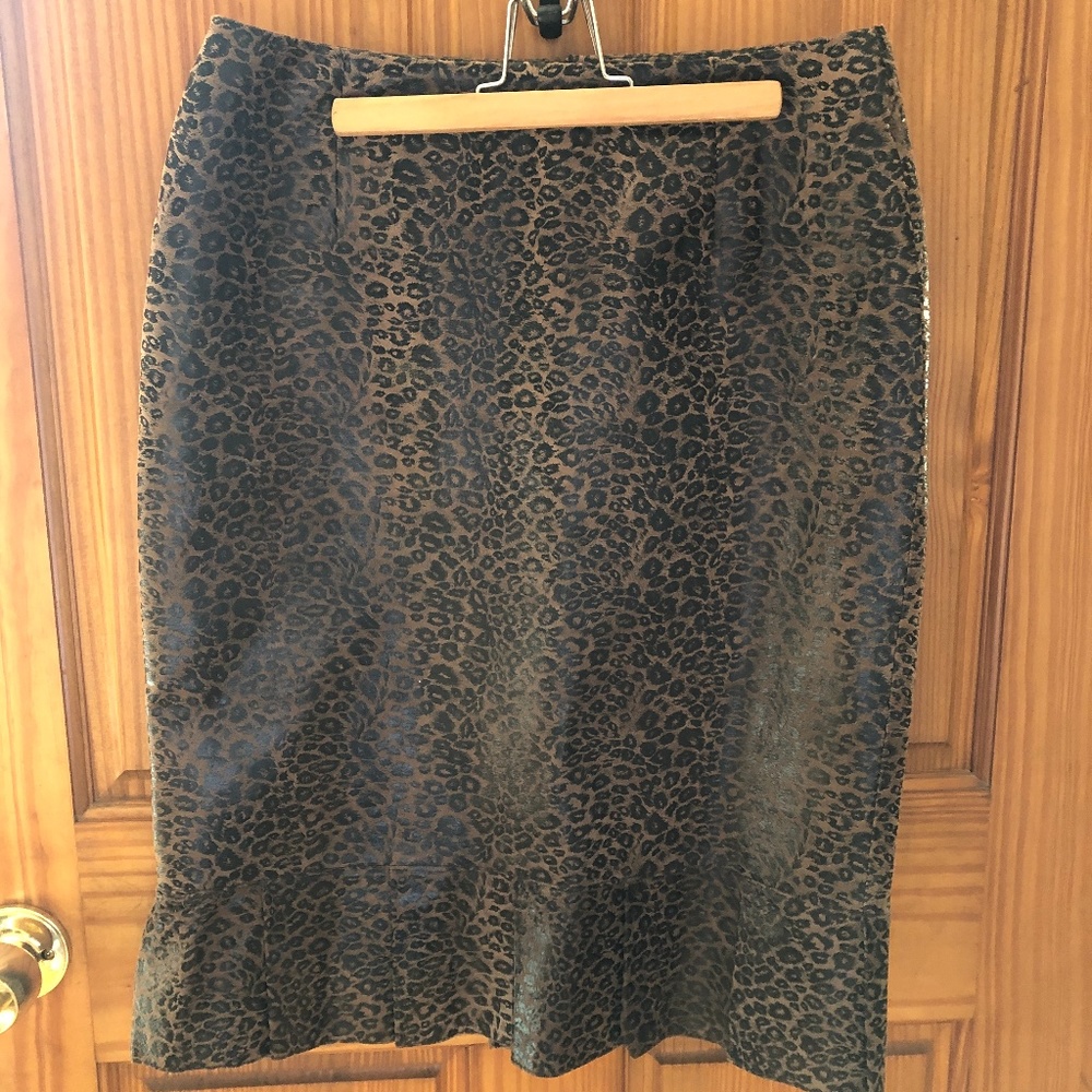Doncaster Leather Leopard Print Ruffle Skirt